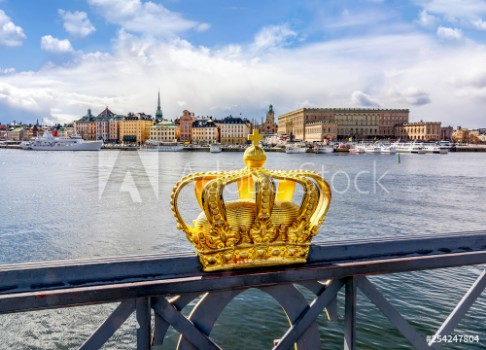 Bild på Stockholm old town cityscape and Royal crown Sweden